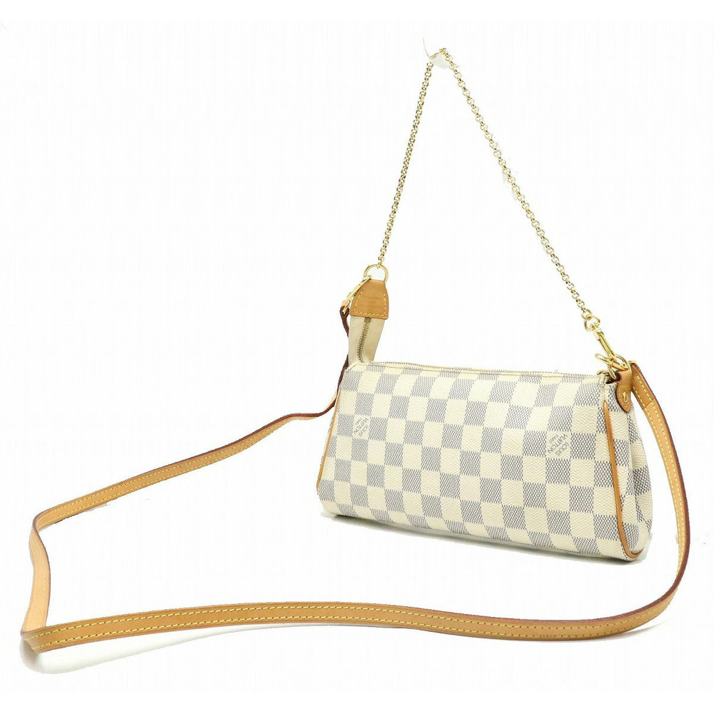 Louis Vuitton Accessory Eva Clutch Damier White Chain Azur Bag Shoulder